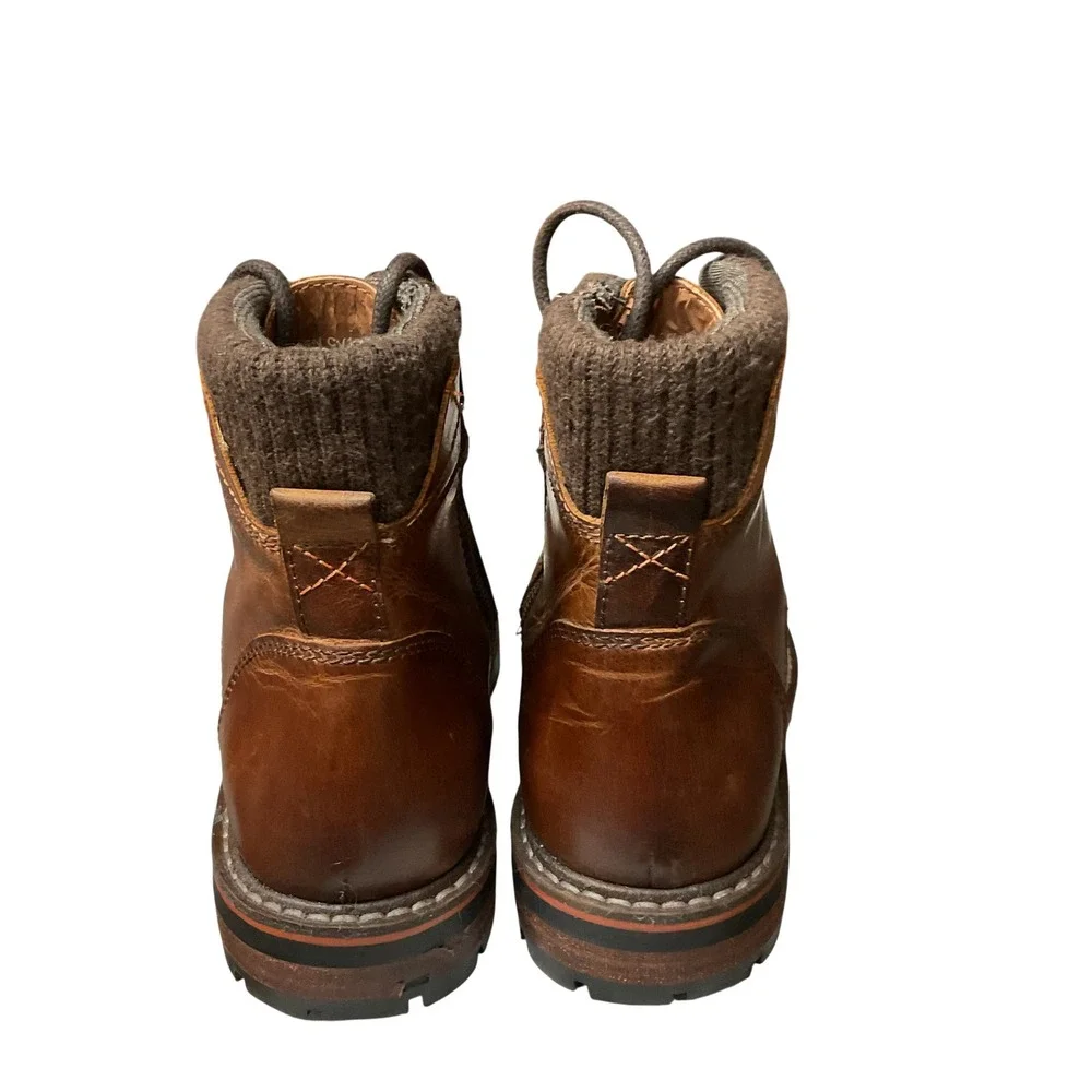 Crevo Men's Camden Lace Up Leather Outdoor Casual Work Ankle Boots Brown Size 8